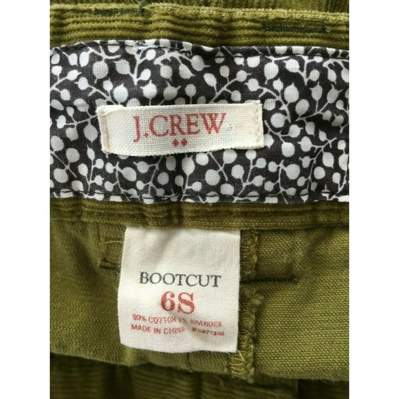 J Crew Bootcut Corduroy Pants Green 6S Stretch Fall Winter Casual 34 Inch Waist - Picture 4 of 6